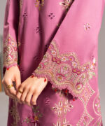 Mauve Pink Slub Lawn A-Line Suit - View 1