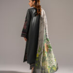 Dark Green Slub Lawn A-Line Suit - View 1