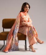 Pink Slub Lawn A-Line Suit - View 2