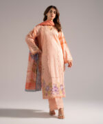 Pink Slub Lawn A-Line Suit - View 4
