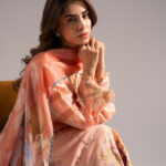 Pink Slub Lawn A-Line Suit - View 1