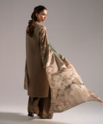 Dark Olive Slub Lawn A-Line Suit - View 5