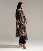 Black Slub Lawn Drop Shoulder Suit - View 4