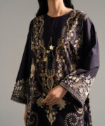 Black Slub Lawn Drop Shoulder Suit - View 2