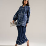 Dark Blue Drop Shoulder Shirt Suit - View 1