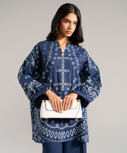 Dark Blue Drop Shoulder Shirt Suit - View 2