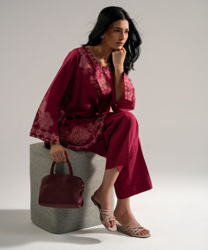Plum Boxy Shirt Suit - View 1
