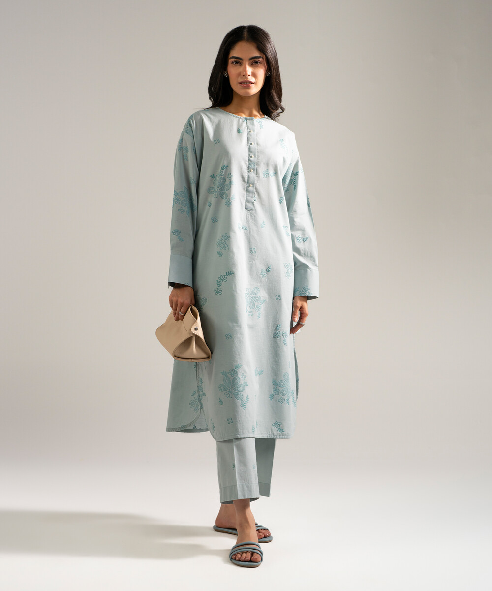 Blue Drop Shoulder Shirt Suit - View 1 Blue Drop Shoulder Shirt Suit - View 1