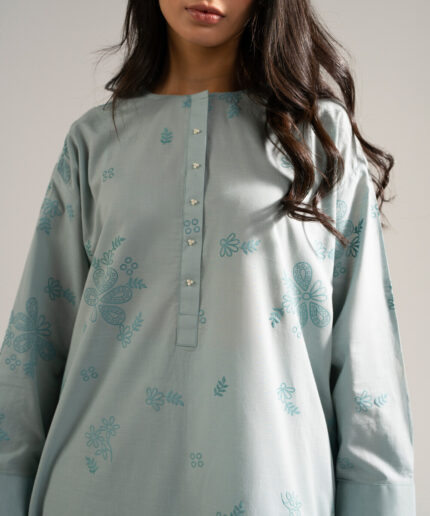 Blue Drop Shoulder Shirt Suit - View 2