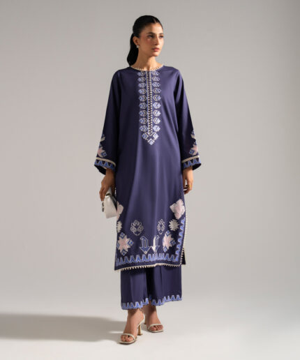 Blue Dobby Straight Suit - View 2
