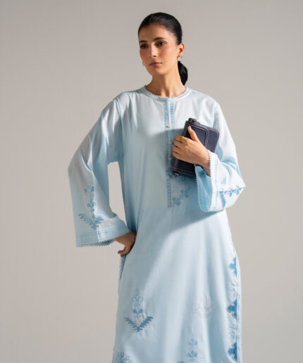 Blue Dobby Straight Suit - View 2