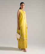Lime Yellow Dobby Straight Suit - View 3