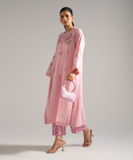 Pink Dobby A-Line Suit - View 2