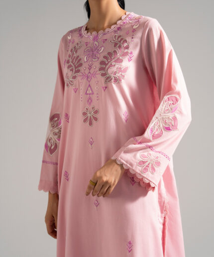Pink Dobby A-Line Suit - View 1