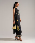 Black Dobby Straight Suit - View 1