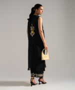 Black Dobby Straight Suit - View 3