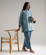 Blue Drop Shoulder Shirt Suit - View 4