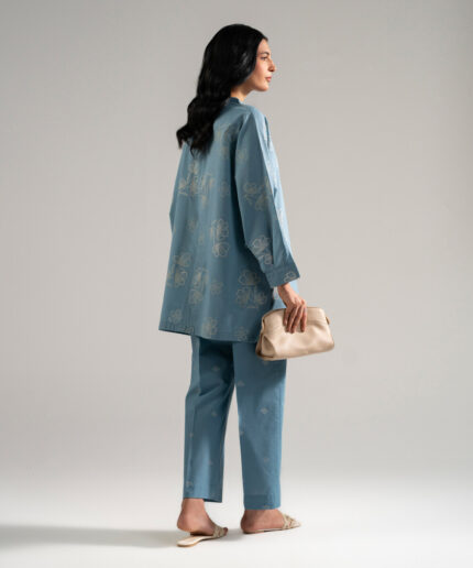 Blue Drop Shoulder Shirt Suit - View 1