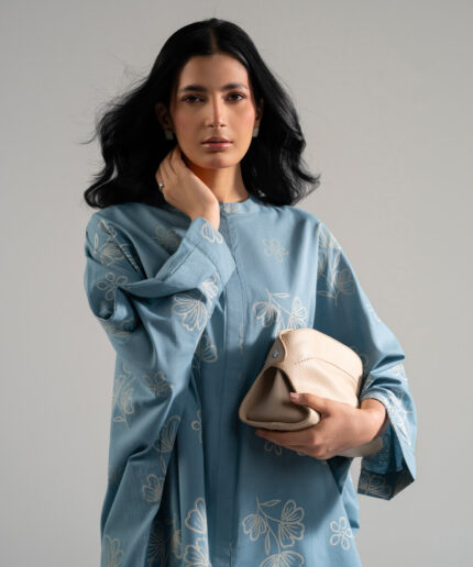 Blue Drop Shoulder Shirt Suit - View 2