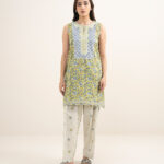 Lime Green Dobby Straight Suit - View 1