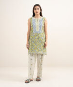 Lime Green Dobby Straight Suit - View 1