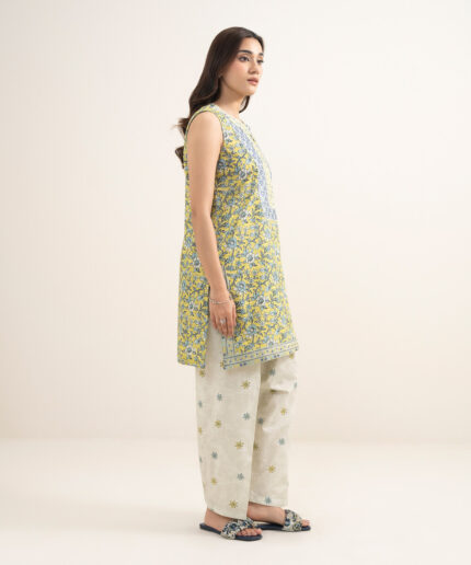 Lime Green Dobby Straight Suit - View 2