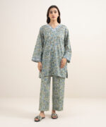 Green Dobby Straight Suit - View 1