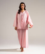 Piece Dyed Pink Cotton Linen Straight Suit - View 2