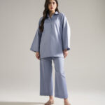 Dyed Steel Blue Cotton Linen Straight Suit - View 1