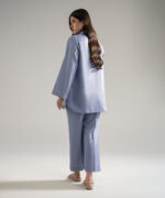 Dyed Steel Blue Cotton Linen Straight Suit - View 4
