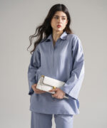 Dyed Steel Blue Cotton Linen Straight Suit - View 2