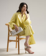 Dyed Lime Green Cotton Linen Straight Suit - View 4