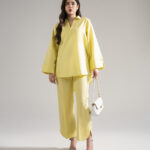 Dyed Lime Green Cotton Linen Straight Suit - View 1