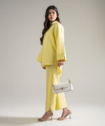 Dyed Lime Green Cotton Linen Straight Suit - View 2