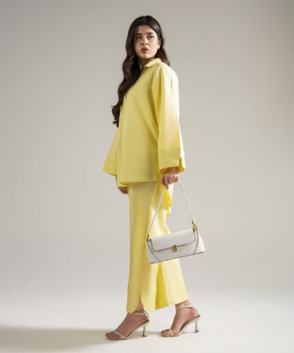 Dyed Lime Green Cotton Linen Straight Suit - View 2
