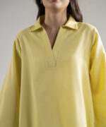 Dyed Lime Green Cotton Linen Straight Suit - View 3