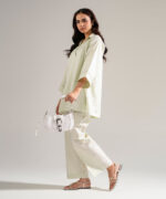Dyed Mint Green Cotton Linen Straight Suit - View 4