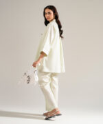 Dyed Mint Green Cotton Linen Straight Suit - View 2