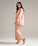 Piece Dyed Pink Cotton Linen Straight Suit - View 5