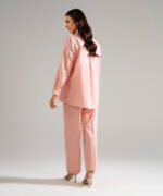 Piece Dyed Pink Cotton Linen Straight Suit - View 3