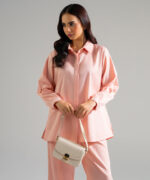 Piece Dyed Pink Cotton Linen Straight Suit - View 4