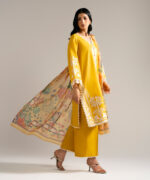 Mustard Yellow Dobby Crepe Straight Suit - View 5
