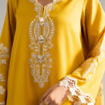 Mustard Yellow Dobby Crepe Straight Suit - View 1