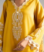 Mustard Yellow Dobby Crepe Straight Suit - View 1