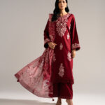 Maroon Dobby Crepe A-Line Suit - View 1