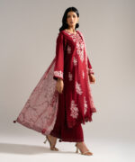 Maroon Dobby Crepe A-Line Suit - View 4