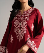 Maroon Dobby Crepe A-Line Suit - View 2