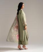 Green Dobby Crepe A-Line Suit - View 5