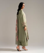 Green Dobby Crepe A-Line Suit - View 3