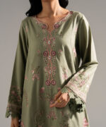 Green Dobby Crepe A-Line Suit - View 2